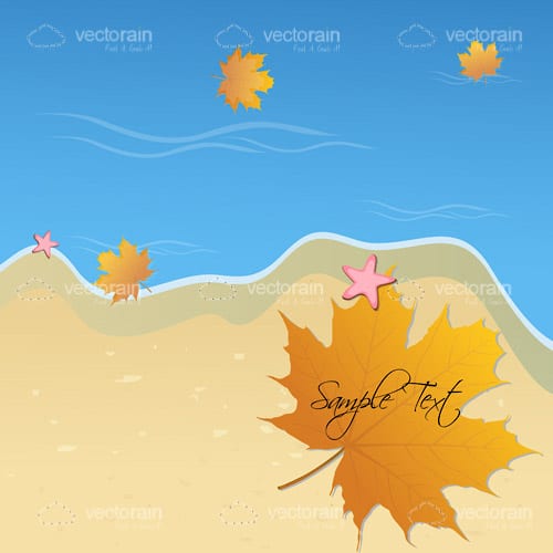 Autumn Beach Scene with Sample Text